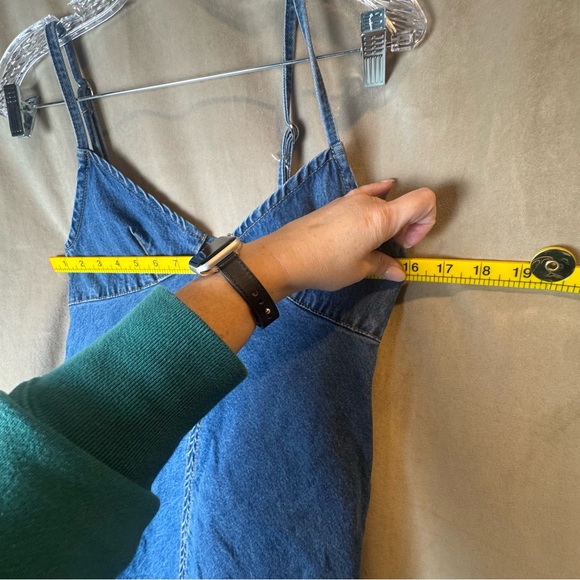 Princess Polly Arwen Denim Mini Dress Blue Slip Dress with Cutout Detail Size 4 - Picture 7 of 10